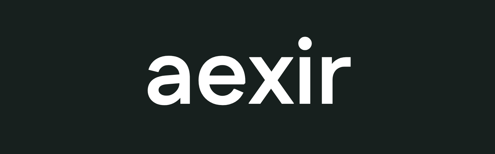 Aexir wordmark, white text on a dark background