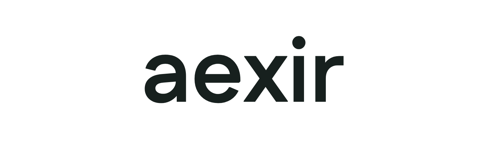 Aexir wordmark, dark text on a light background